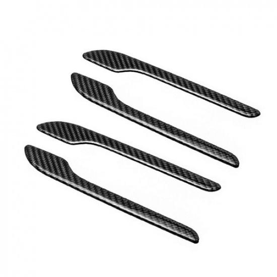 Carbon Fiber 4PCS Exterior Door Handle Cover Trim For Tesla Model Y 2020-2022
