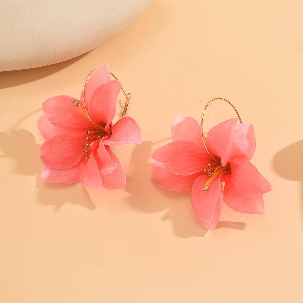 Simulation flower earrings temperament less heart flower earrings