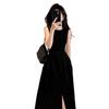 Elegant Sleeveless Waist-Cinching Black Maxi Dress for Women, Summer 2026 Style