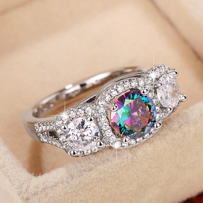 

CAOSHI Fancy Women Finger Ring with Bright Colorful Zirconia Gorgeous Zircon for Anniversary Ceremony Party Noble Lady Bands 6