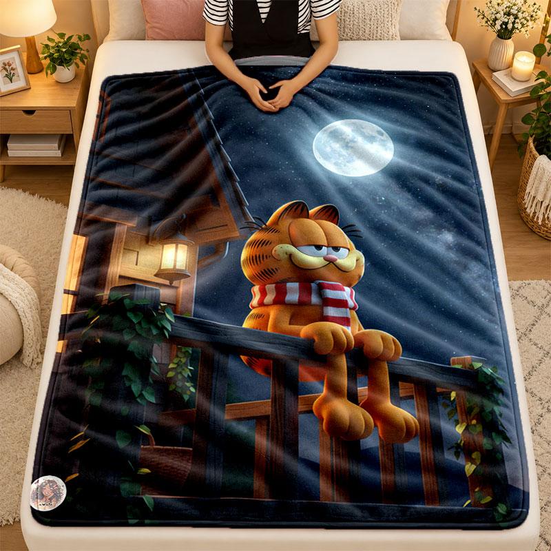 Flannel BlanketGarfield cartoon Warm Soft Throw Blanket for Indoor Sofa Bed Living Room Use