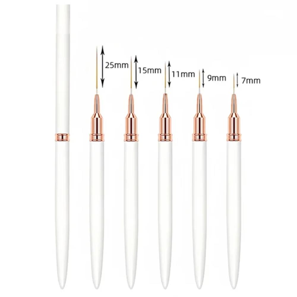 5Pcs/Set Nail Art Pen Set Brushes Manicure Tool Elongated Lines Striping Drawing UV Gel Painting Professional Nail Design Pen