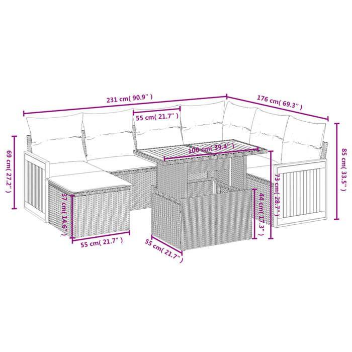 VidaXL Salon de Jardin avec Coussins 8 pcs, Canapés de Terrasse, Ensemble de Meubles de Patio, Mobilier d'Extérieur, Beige 3274076