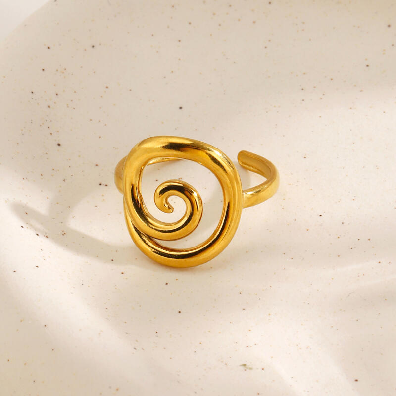 Simplicity Stainless Steel Threaded Rings for Women Men Personality Circular Vortex No Fading Opening Rings Jewelry Accessories