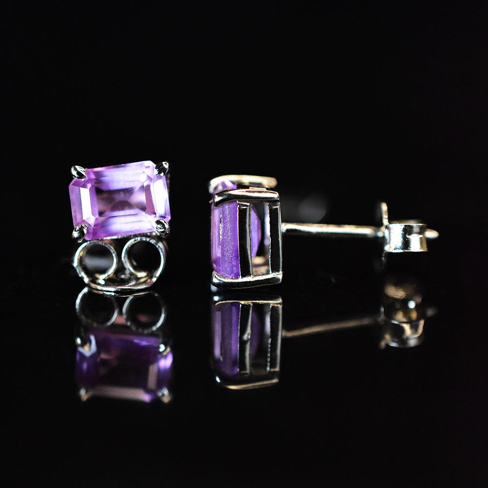 Purple Sapphire Gems Stud Earrings 9 Ct Natural 925 Sterling Silver Certified