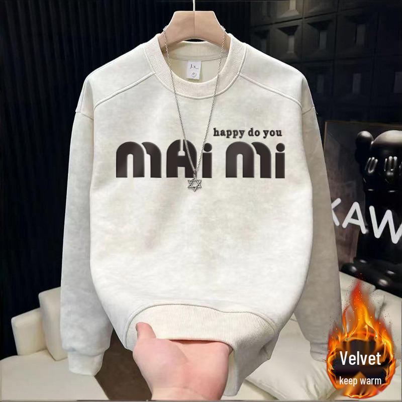 Men's Retro Tie-Dye Fleece Hoodie: Slim Fit, Long Sleeve, Round Neck, Letter Print.