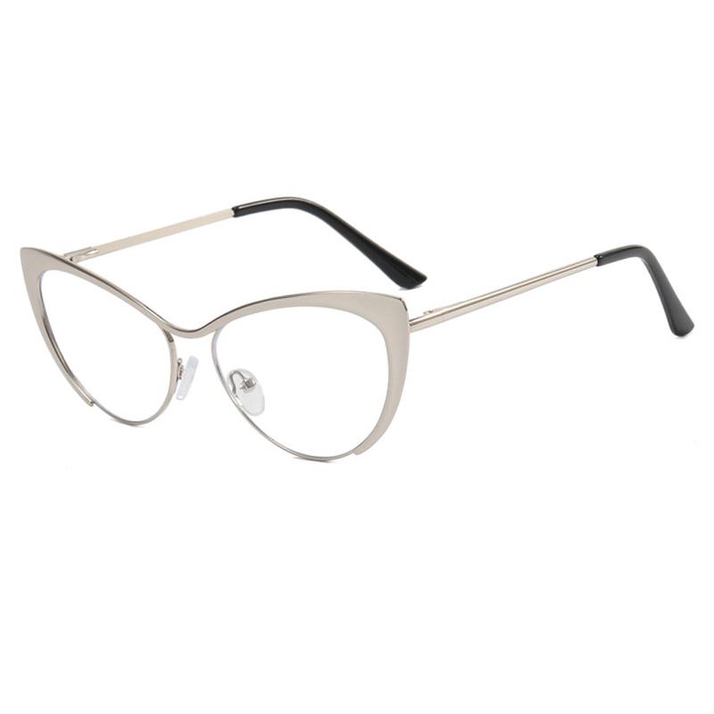 SHAUNA Anti-Blue Light Fashion Women Cat Eye Optical Glasses Frames Spring Hinger Metal Gradient Sunglasses UV400