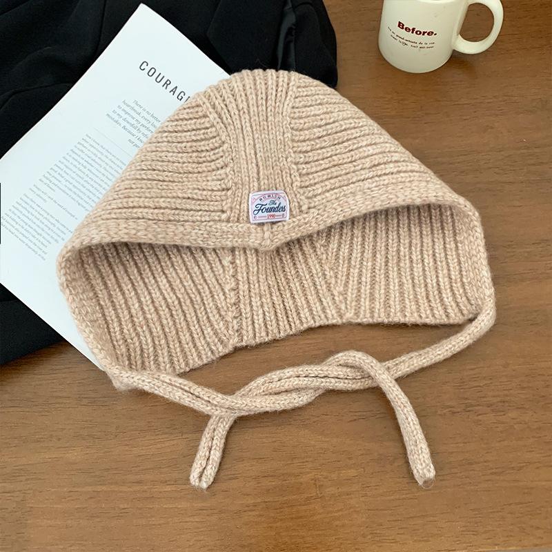Korean Knitted Balaclava for Women In Autumn and Winter with Large Head Circumference Small Face Warm Ear Protection  Woolen Hat  Pullover Hat