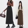 Women's Cashmere Wool Blend Midi Skirt - 2025 Autumn/Winter, Hip-Hugging A-Line with Back Vent