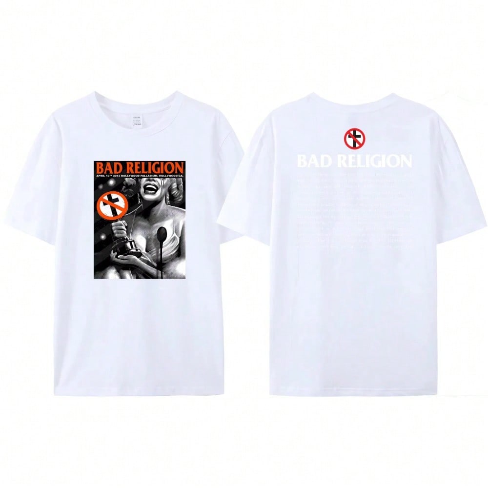 2024 Bad Religion T-Shirt Summer Cotton Fashion Short Sleeve unisex s Wounisex s Short Sleeve Bad Nun Reversible Printed Tee S разноцветный
