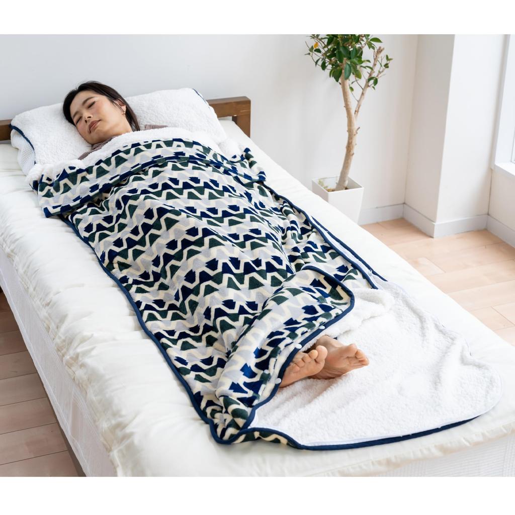 JC Plus Coperta calda per dormire blu navy per dormire per dormire freddo Sacco a pelo tipo con con boa lavabile in lavatrice [sacco morbido, 20454] Sacco, Sacco, Coperta,