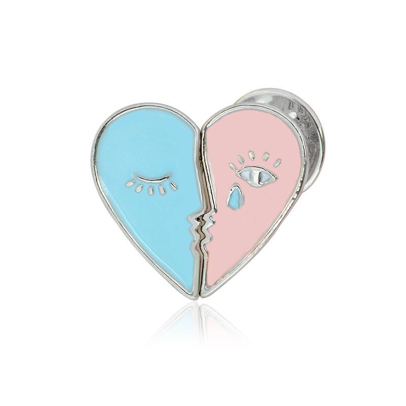Tear of Love Heart Brooch: Two-Color Alloy with Drip Oil Design