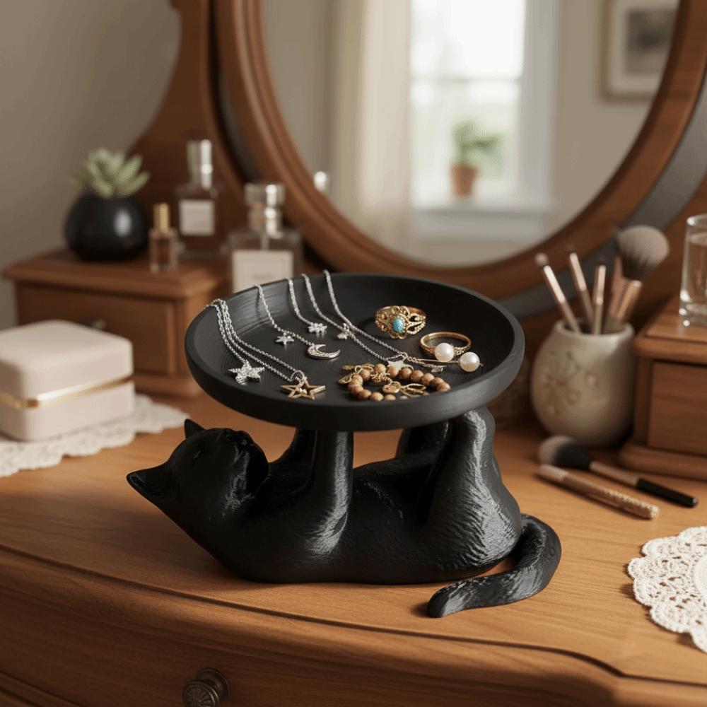 Cat Shape Jewelry Storage Tray Large Capacity Ring Holder Creative Mini Key Tray  Home Ornaments