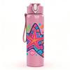 1PC Colorful Pattern Starfish 750ml Color Plastic Sports Water Bottle Leakproof Flip Straw Lid Suitable for Sports Office Home Use