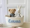 Gepersonaliseerde Paasmand Handgeweven Naam Cadeaus en Speelgoed Organizer Kinder Speelgoedmand Pasgeboren Cadeaumand