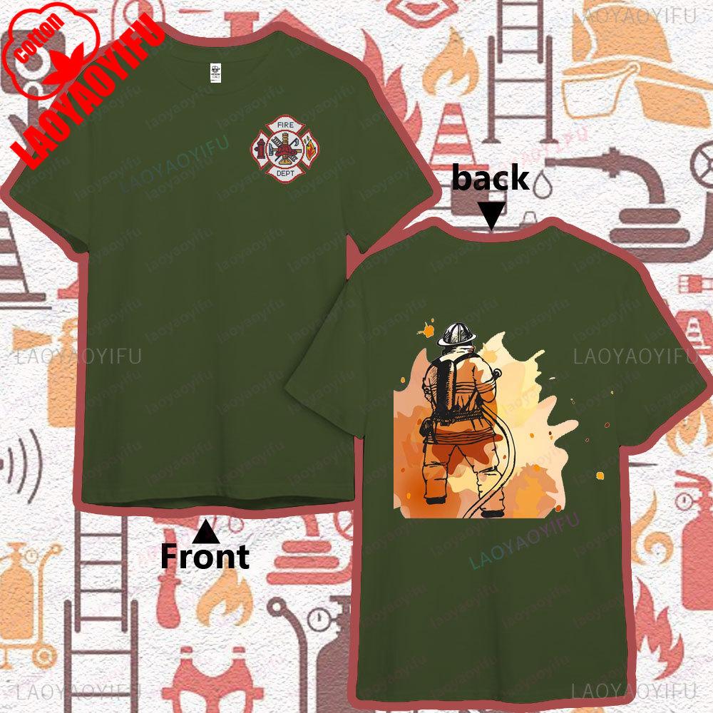 Горячая Распродажа Топы Пожарный Креативный Дизайн Футболка Пожаротушение Герой Футболка Подарок для Пожарных Футболка Мужская Летняя Хлопковая Рубашка 4XL