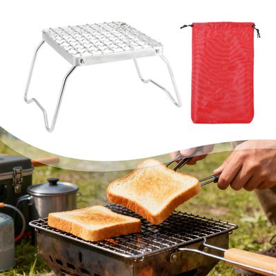 Kempingový gril Skládací táborák Přenosný se skládacími nohami Stojan Nerezová mřížka na BBQ