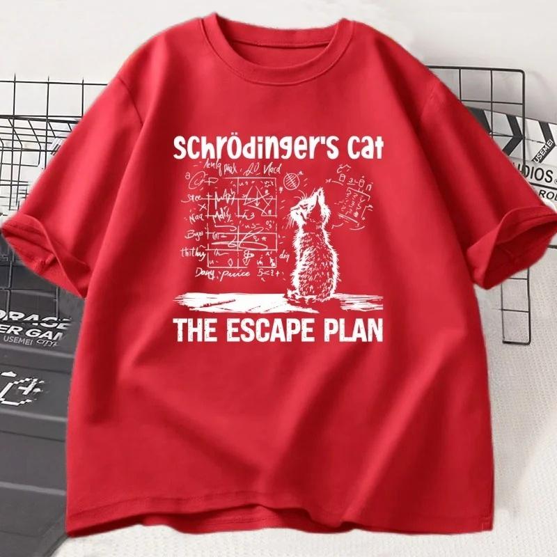 Funny Cat Tshirt Physics Mechanics Creative Print Tshirt Shortsleeved Shirt Science Men Women Clothes Harajuku Streetwear Tops S