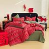 High-Quality Cotton Woven Jacquard Bedding Set Red Horse 4-Piece