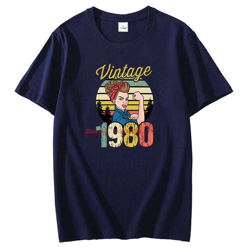 Vintage Born 1980 Graphic T Shirts Birthday Gift Cotton Short Sleeve Tshirts Unisex New Shirts And Tshirts Print T Shirt