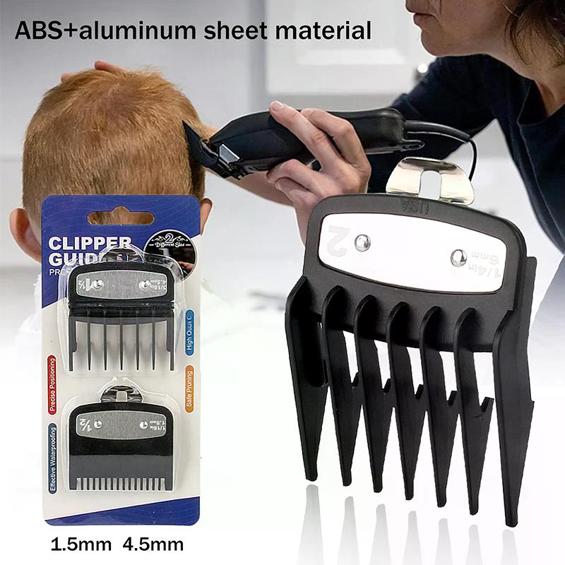 2Pcs Professional Hair Cutting Guide Comb Clipper Limit Comb Trimmer Cutting Styling Tools Attachment Compatible 1.5mm 4.5mm