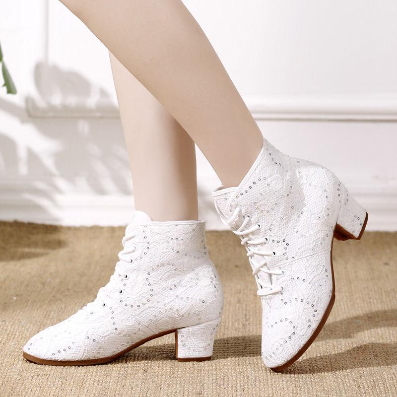 Schwarze Oxford-Stoff Tanzschuhe High Top Damen Moderne Jazzschuhe Weichsohlige Lehrerschuhe Sailor Dance