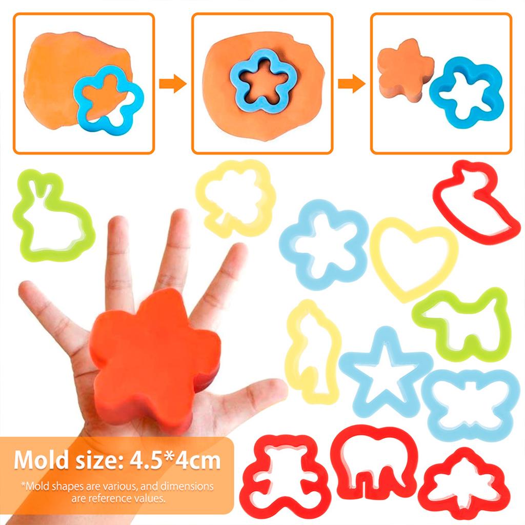 Kids Play Dough Tool Kit Color Clay Dough Animal Molds Mini Clay Tools Cutters Rolling Pins Plasticine Molds Clay Accessories