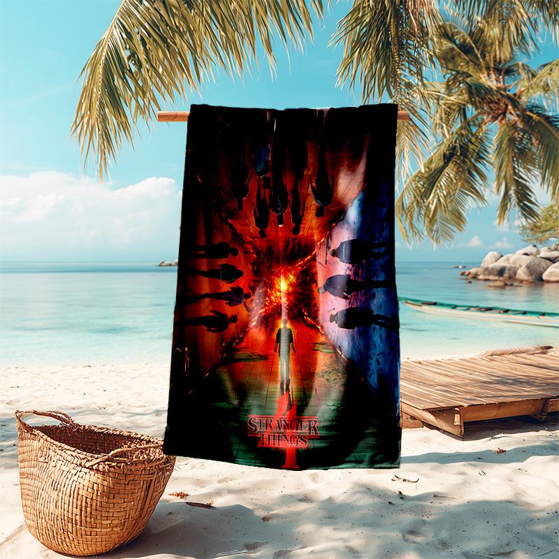 Stranger Things Upside Down Beach Towel,quick Drying Absorbent Beach Toweloutdoor Sports Swimming Beach Towelsoft And Comfortable