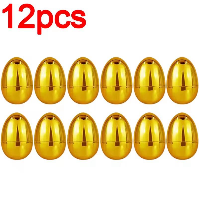6-24pcs Golden Easter Eggs Plastic Fillable Egg Easter Egg Hunt Game Prizes Home Decoration Supplies Kids Birthday Party Favors