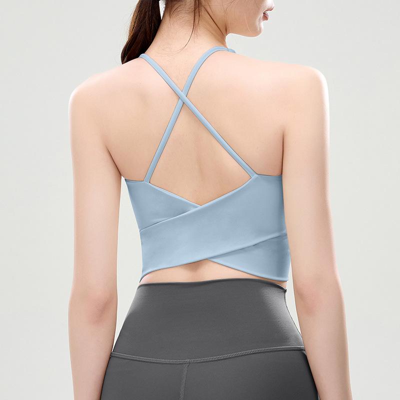 Women's Summer Yoga Vest: Shockproof Sports Bra with Stylish Back Design for Fitness and Running.