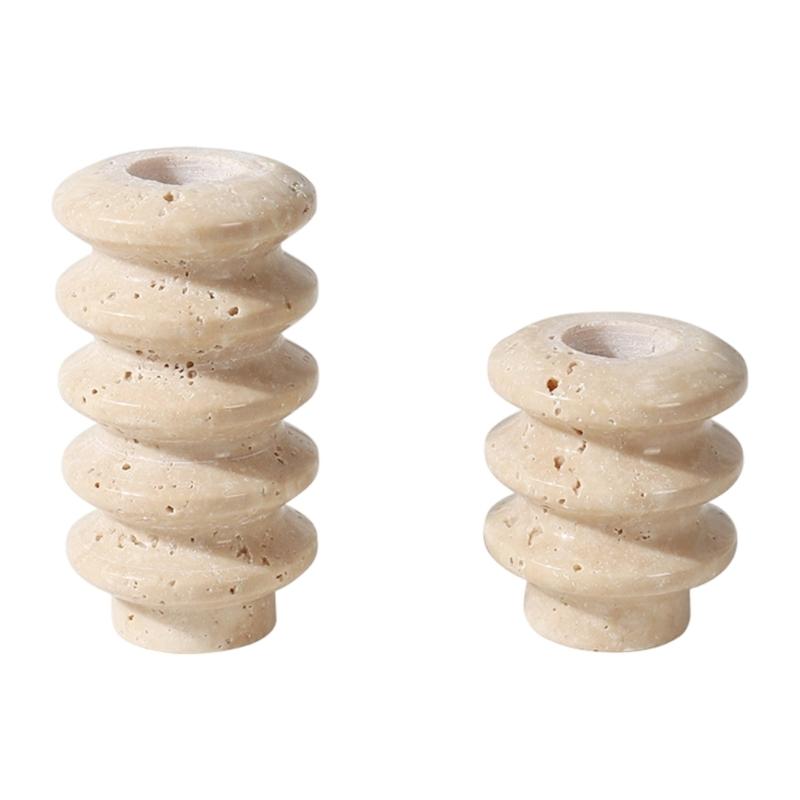 

Pack of 2 Natural Stone Candle Holders Minimalist Design Taper Candlestick Holders for Living Room Decors and Event 1