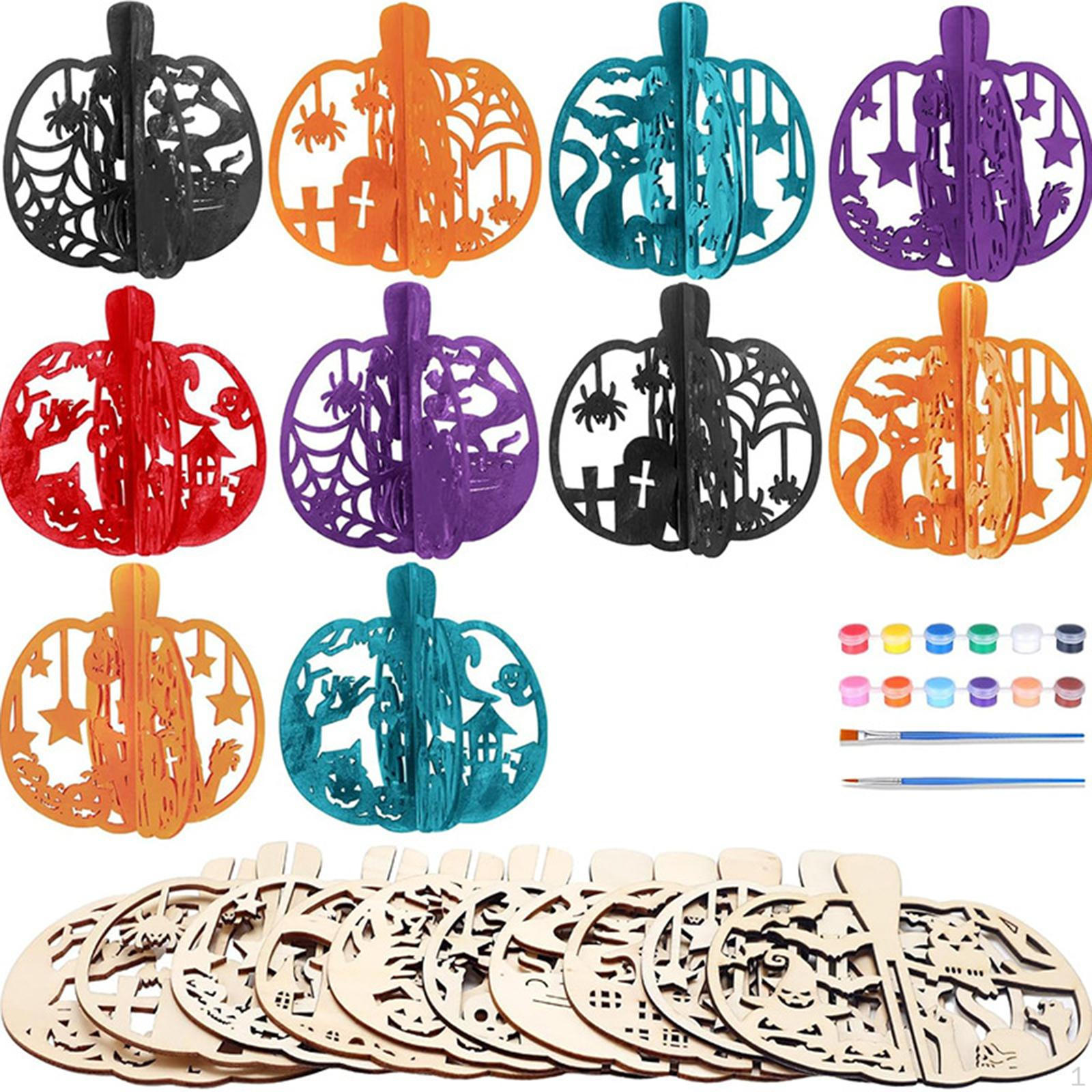 

20x Wooden Pumpkin Cutouts, Halloween Decor, Unfinished Pieces Crafts Kits