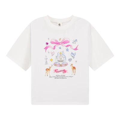 Zuoxi Girls' Antibacterial Hand-painted Short Sleeve T-shirt