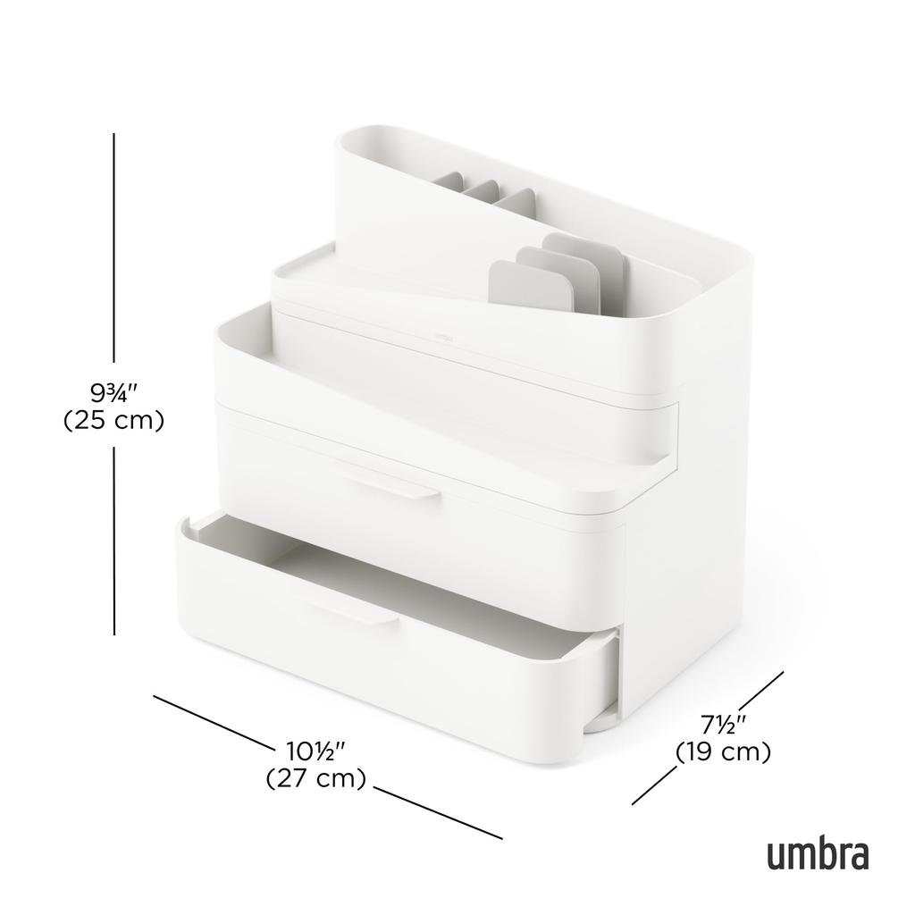 Umbra Glam Large for Cosmetics and Jewelry Organizer, White/Charcoal,