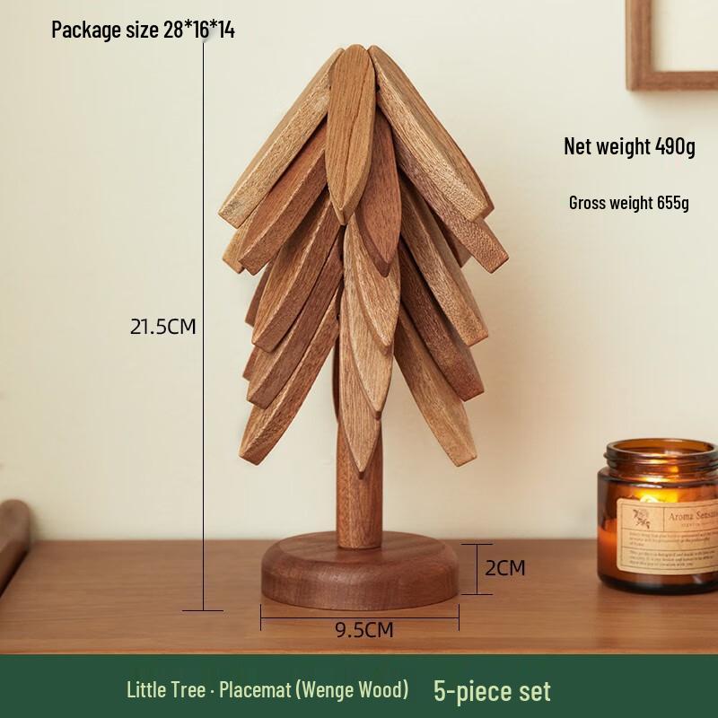 Ebony Wood Coaster Set with Stand