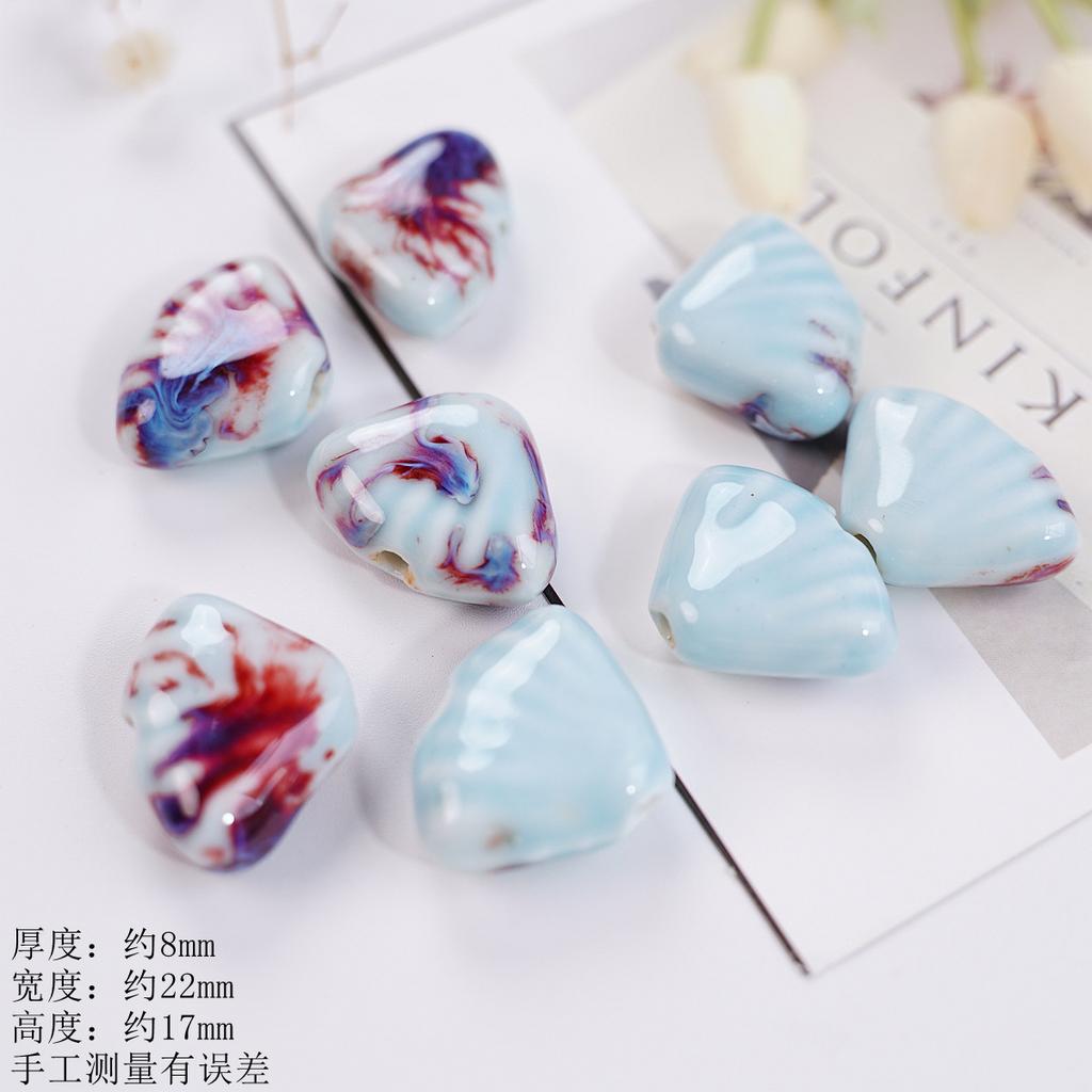 Ocean shell special-shaped beaded accessories Jingdezhen ceramic bracelet necklace handmade DIY material manufacturer wholesale