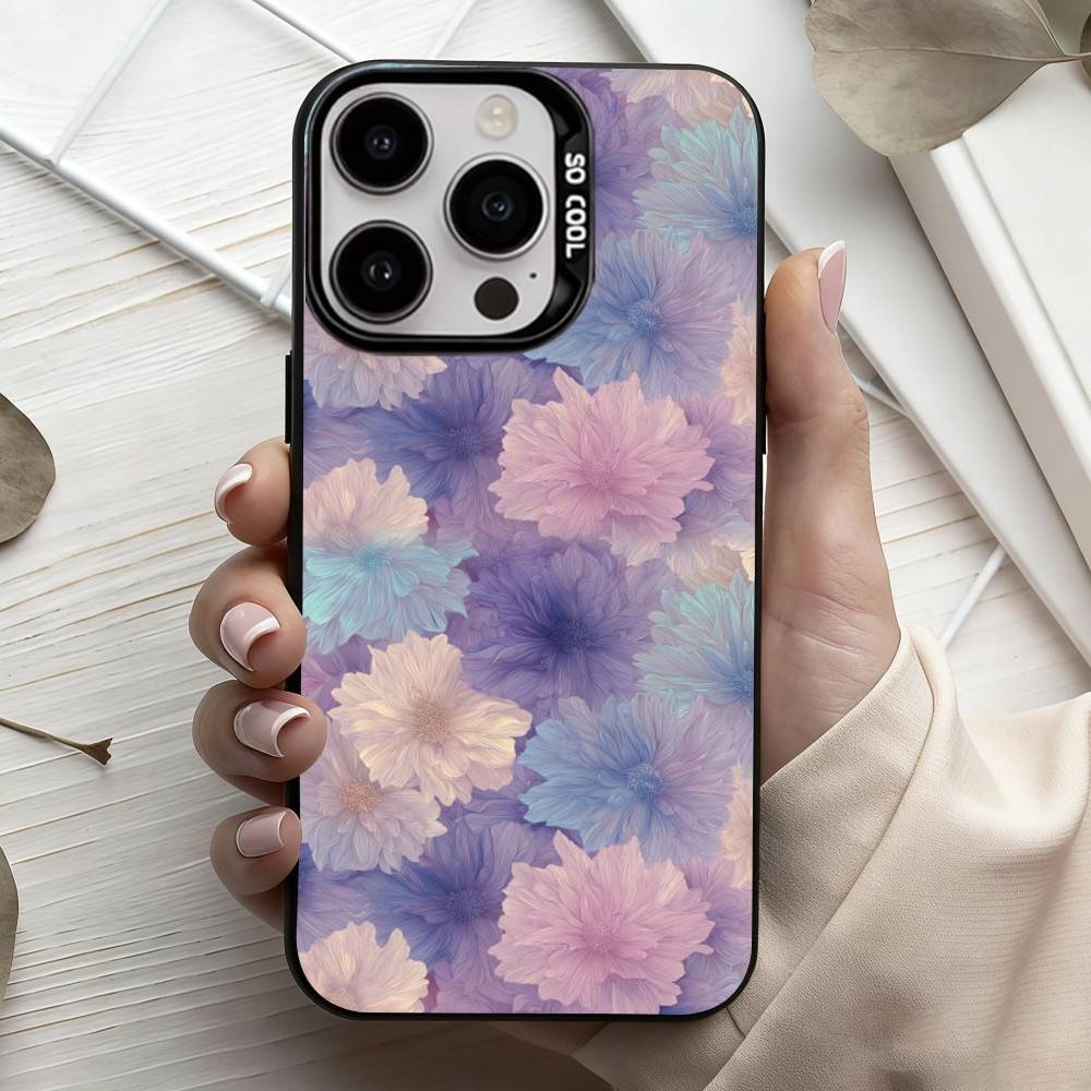 F-Flowers A-art Phone Case For iPhone17,16,15,14,13,12,11 Plus,Pro Max Candy Silver Plated Inside Cover