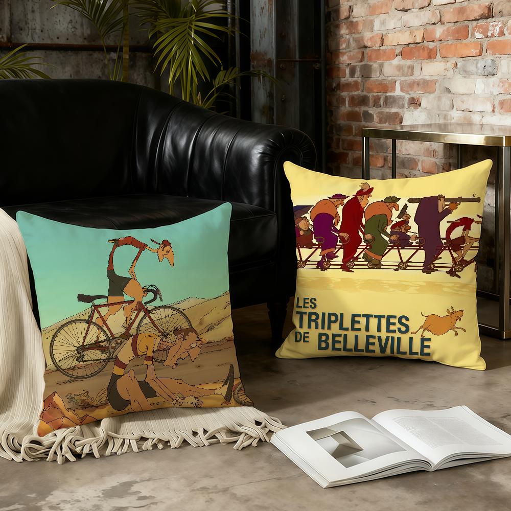 T-Triplets Animation Of B-Belleville cushion cover Home Office Convenient Nordic Simplicity Hit With Zipper Cushion Cover