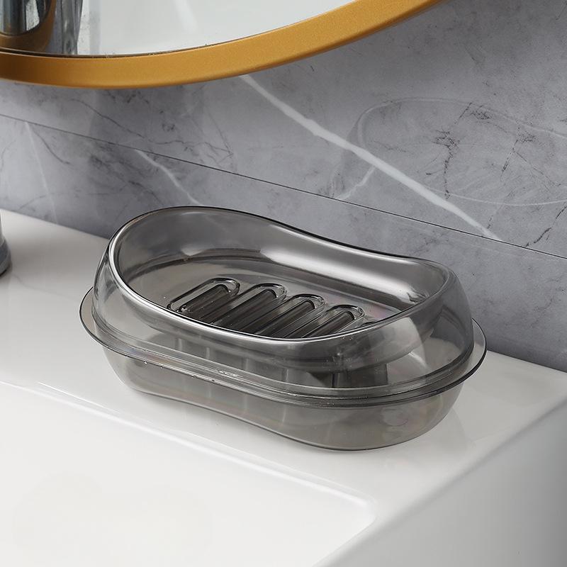 Transparent Double-layer Water-draining Soap Box Non-water-accumulating Sanitary Stand Soap Box Household Soap Box