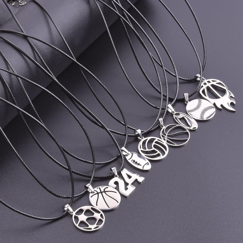 Football/Basketball Pendant Stainless Steel Necklace For Women Men Accessories Sports Charm Necklace Collares Para Mujer Jewelry
