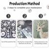 Elegant Deer Pattern 5D Pearl Painting Kit with Frame DIY Sparkling Bead Canvas Art Relaxing Craft for Home Living Room Wall Decor