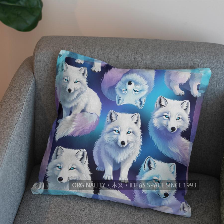 2D Colorful Foxes Patterned Decorative Pillow Cover Pattern Cushion Cover Suitable For Sofa Bedroom Car Pillow Cover