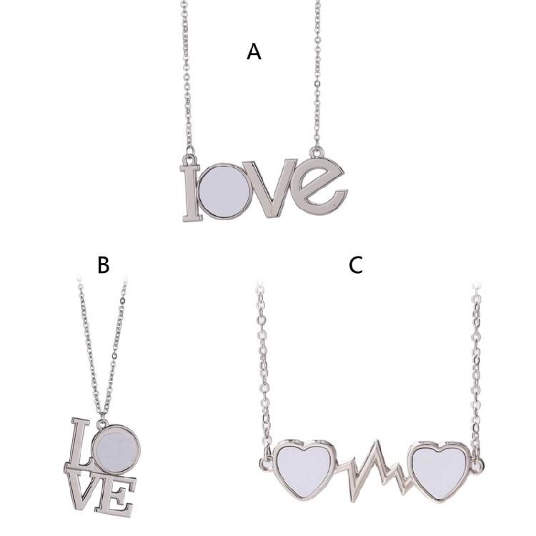 Sublimation Blank Photo Pendant Necklace Heat Transfer Bezels Pendant Jewelry
