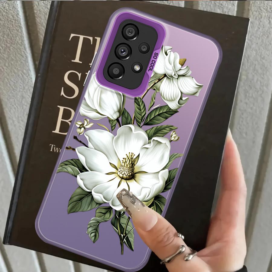 Phone Cover Case for Samsung Galaxy A35 A31 A24 A25 A26 A21s A23 A34 A17 A20s A13 A14 A12 A15 A16 Flowers Silicone