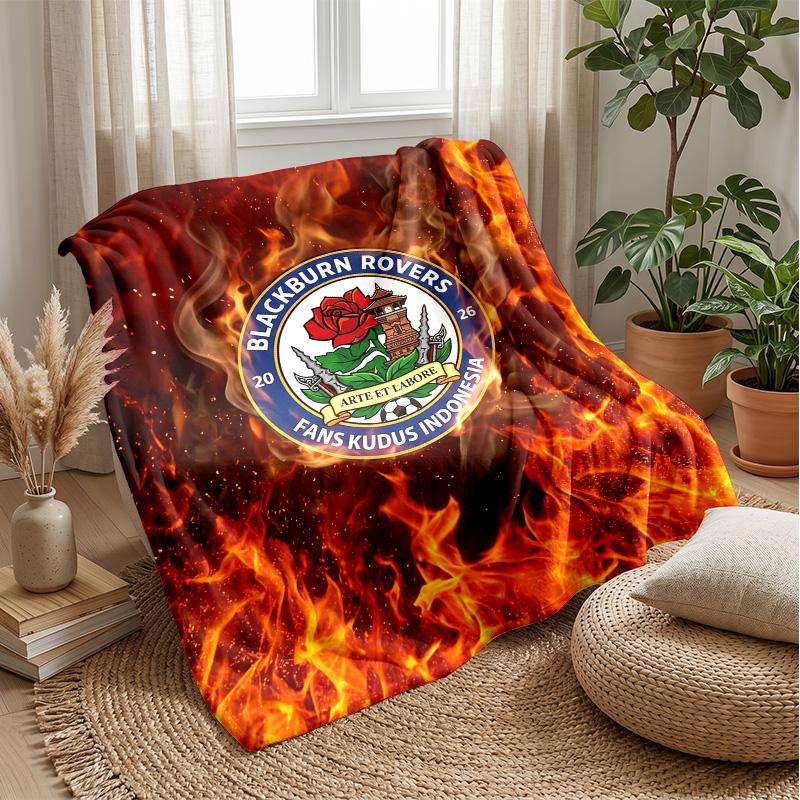 Blackburn Rovers Football Print Flannel Blanket, Soft Warm Lightweight Throw Blanket for Sofa Bed Camping