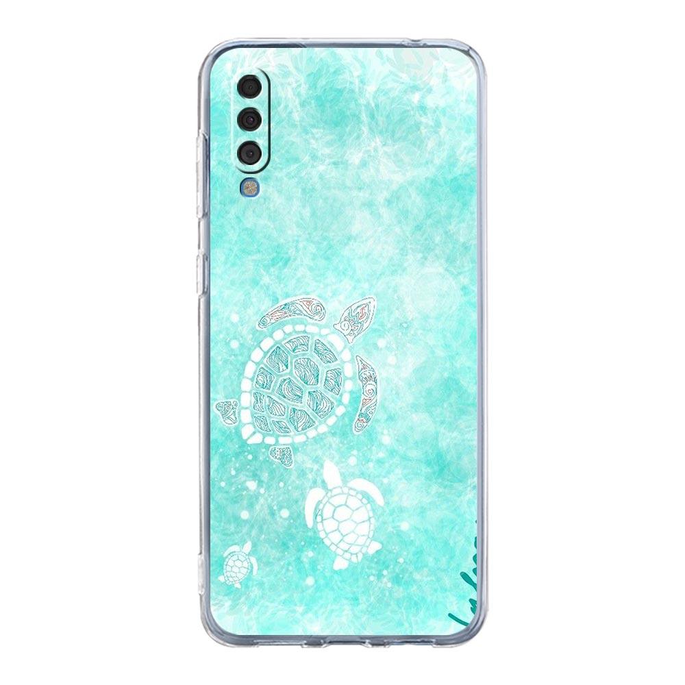 Case For Samsung A54 A52 A50 A70 A40 A20S A20E A02S A12 A14 A16 A22 A42 A34 A32 5G A04s A06 lovely Cartoon sea turtle ocean blue