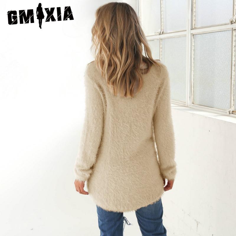 GMXIA Women's Fashion Casual Solid Color Print Autumn Winter Long Sleeve O-Neck Loose Sweaters