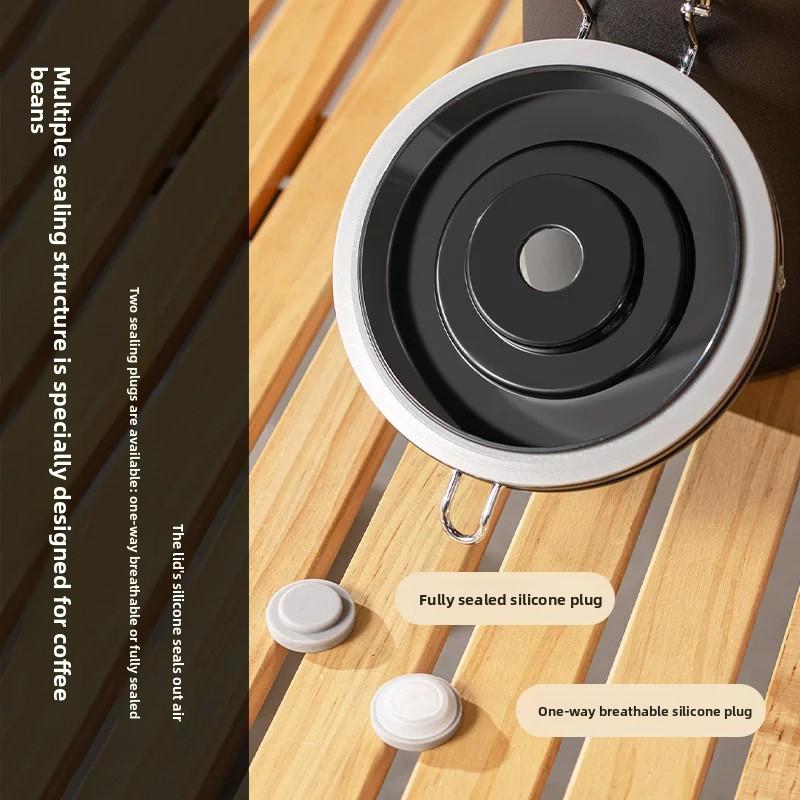 304 Stainless Steel Coffee Bean Storage Canister Vacuum One-Way Exhaust Valve Sealed Jar Snap-Latch Tea Airtight Container 1-2L