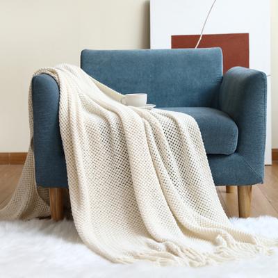 Knitted Throw Blanket for Couch Soft Farmhouse Boho Throw Blanket with Tassels Home Decorative Lightweight Throw Blankets,Throws for Bed/Chair/Sofa