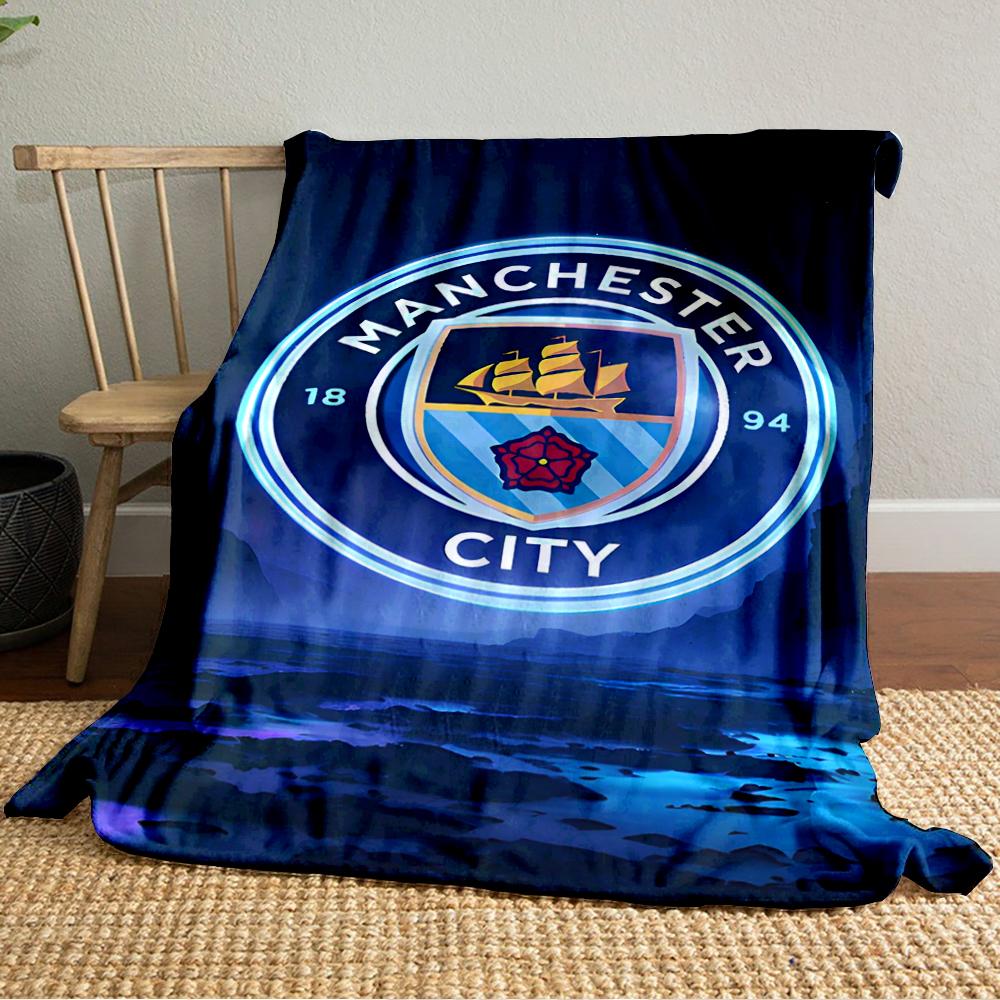Manchester City Designed Flannel blanket for bedroom, living room, sofa, and nap